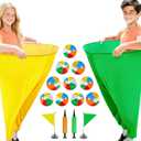 Granny Pants Yard Game for Kids (31.5 in *24 in), 2Pcs Granny Pants Outdoor Games with 10 Bouncy Balls, 2 Pumps & Flags, Granny Pants Game for Family Carnival Party Reunion Gathering (Small)