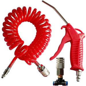 Beduan Air Blow Gun Kit with 16ft Long Pneumatic Pu Hose, Heavy Duty Air Duster Gun for Air Compressor(Red)