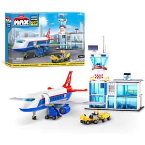 MAX Adventure Airport Playset (720 Pieces) Building Bricks Toys for Kids 6+ Create Vehicles and More UNbox Discover