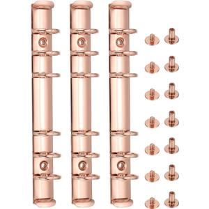 PATIKIL 6 Holes Ring Binder, A6 Notebook 20mm Book Binding Kits Planner Maker Binder Ring Clip Mechanisms with Screw for Journal Bill Paper, Rose Gold, 3 Set