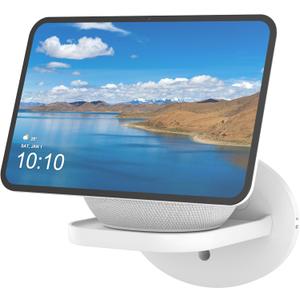 PlusAcc Wall Mount for Show 8 (2025 Release) & Show 11 & Nest WiFi - Space Saving Wall Holder Shelf Hanger for Speakers Less Than 15 lbs, Built-in Cable Management (White)