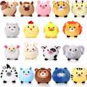 Halloscume 18 Pcs Mini Stuffed Animals Bulk 3.15 Inch Small Plush Farm Jungle Animal Ornament Set for Valentine's Day Exchange School Prizes Easter Egg Fillers Basket Stuffers Birthday Party Favors