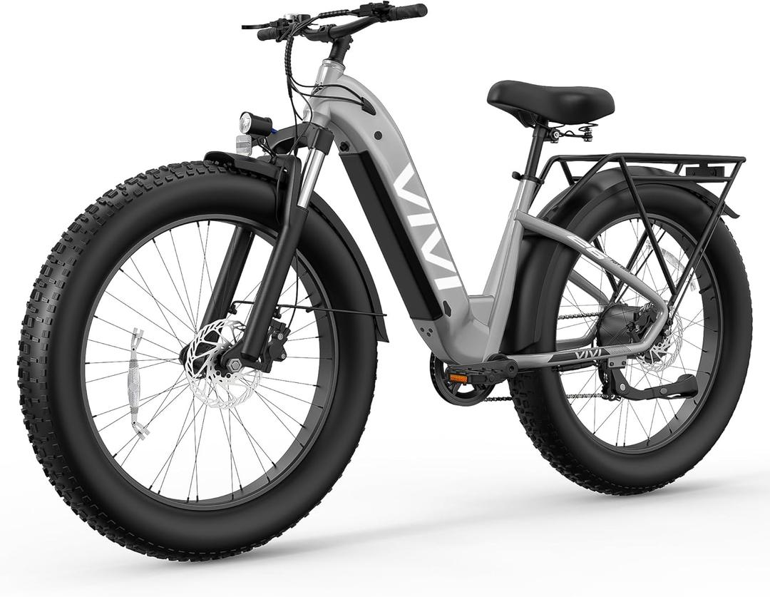 Vivi ACE07 Electric Bike for Adults, 26" x 4.0 Fat Tire Ebike, 1500W Peak Motor Electric Bike, 25MPH Ebikes for Adults with 48V 720WH Removable Battery, 7 Speed, SGS Certified to UL2849 (Grey)