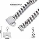 Silver Dog Collar 10MM/14MM/18MM Cuban Link Chain Choke Collar with CZ Buckle,Dog ID Tag and Dog Bell Sturdy Chew Proof for Puppy American Pitbull German Shepherd(14mm,20inch) (20inch(neck girth:18" to 19.5"))