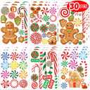 Christmas Candy Cane Stickers for Crafts 420PCS 3D Peppermint Candy Sticker Bulk Holiday Gingerbread Man House Sticker for Envelopes Cards Candyland Party Supplies Favors
