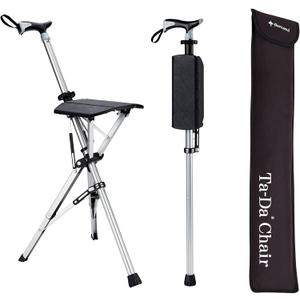 STEP2GOLD Ta-Da Chair S1- Foldable Walking Cane with Seat (34.6"/Black)