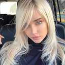 QUEENTAS 26" Long Brown Wigs for Women Glueless Natural Looking Synthetic Hair Wavy Wig(Dark Brown Highlight Blonde)