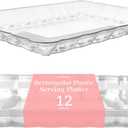 Prestee 12-Pack Serving Tray - 9x13 Inches Disposable Rectangular Plastic Food Tray for Parties and Events - Clear Platters for Dessert Table Displays, Appetizers, Snacks, and More