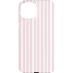Cute Light Pink White Stripes Pattern Minimalist Case for iPhone 15