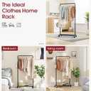 Sakugi Clothes Rack - Clothing Rack with Storage Mesh Shelf & Casters, Heavy-Duty Metal Clothing Rack for Hanging Clothes, Dresses, Coats, Large Load Capacity, Easy Assembly, Black, 28.0"x16.9"x59.0"