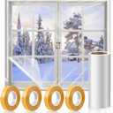 Window Insulation Kit, 87  394 Inch Plastic Window Coverings for Winter, Thicken Window Shrink Film Insulator Kit Windows Waterproof Winterizing with 4 Double-Sided Tape for 3 Pcs 7 x 9 Ft Windows