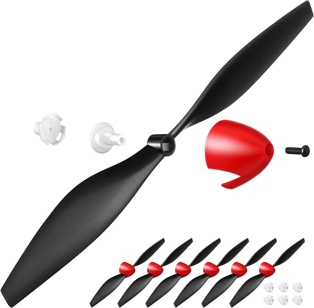 Riakrum Spare Rc Plane Propellers Airplane Carbon Fiber Nose Cone Compatible with Tr-p51 Rc Plane 4 Channel Remote Control Airplane with Propeller Savers and Adapter (6 Sets)