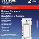 Leviton Lever Edge Rocker Slide Dimmer Switch for LED/Incandescent Bulbs, 150 Watt, Single Pole or 3-Way, 2-Pack, ESL01-2PW, White