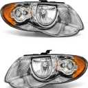 for 2005-2007 Chrysler Town & Country Headlights Chrome Pair | OE 4857990AB/4857991AC, Halogen, W/O bulbs, Waterproof, clear lens, Plug & Play,