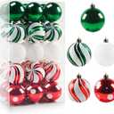 30PCS Christmas Ball Ornaments, 2.36" Red Green White Xmas Balls Decoration, Shatterproof Christma Balls Ornaments for Xmas Tree, Painting & Glittering Hanging Ball for Party Event