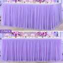 2 Pack 6ft Purple Table Skirt for Baby Shower Girl Lavender Tutu Table Skirts for Rectangle Tables or Round Tables Tulle Table Cloth for Parties Mermaid Butterfly Elephant Birthday Wedding Decorations