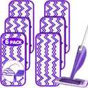 Reusable Mop Pads Refills Compatible with Swiffer Wet Jet Spray Mop, Wet Pads Refill WetJet Pads Refills for Swiffer Mop, Microfiber Mop Pad Replacements Wet Dry Mop Heads for Floor Cleaning, 6 Pack (White)