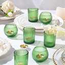 30 Pcs Assorted Ribbed Green Votive Candle Holders, Tea Light Candle Holders Glass for Table Centerpiece, Green Candle Holders for Wedding, Bridal Shower and Tea Party Decorations