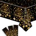 KatchOn, Happy New Year Tablecloth - 108x54 Inch, Pack of 3 | Happy New Years Decorations 2026 | Happy New Year Table Cloth 2026 | New Years Table Decorations Party Supplies 2026 | Nye Decoration 2026 (Black and Gold)