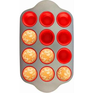 Boxiki Kitchen Non-Stick 12 Cup Silicone Muffin Pan With Steel Frame - BPA Free, Non-Toxic, Anti-Warp, Durable & Easy to Pop Silicone Muffin Tin - Perfect Cupcake Pan