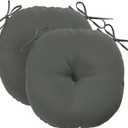 downluxe Bistro Chair Cushions for Patio Furniture, Water-Resistant Round Outdoor Chair Cushions Set of 2 with Non-Slip Ties, 15" x 15", Dark Grey
