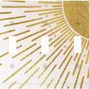 Mid Century Boho Gold Sun Abstract Sunrise Decorative Switch Plates 3 Gang Wall Plate Triple Toggle Light Switch Cover Faceplate Electrical Wall Panels for Kids Room Home Decor