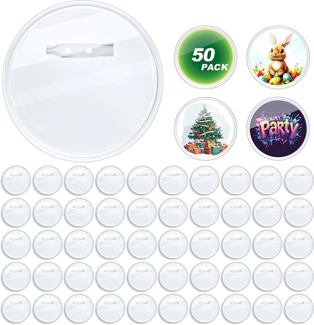 50 Set Acrylic Pin Badges High Transparency DIY Button pin Premium Quality Durable Reusable Custom Buttons Easy Assembly Customizable pins for Backpacks Jackets Hats Gifts and Custom Projects 2.3IN 50 Set Acrylic Pin Badges High Transparency DIY Button pin Premium Quality Durable Reusable Custom Buttons Easy Assembly Customizable pins for Backpacks Jackets Hats Gifts and Custom Projects 2.3IN