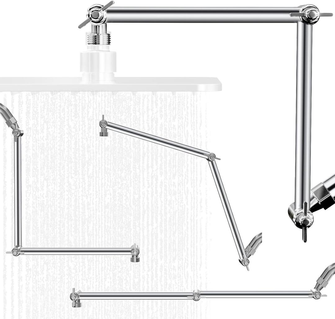 20 IN Shower Head Extension Arm, Anti-Leak Adjustable Shower Arm Extender for Rain & Handheld Shower Head, Extended Shower Head with G1/2 Universal Connector Compatible (Extend, Chrome)