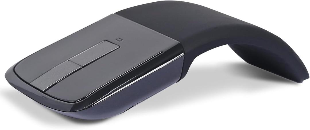 Bluetooth Arc Touch Mouse Foldable Slim and Portable Mini Wireless Computer Travel Mouse Folding Optical Mice for Microsoft Laptop Notebook Tablet - Black