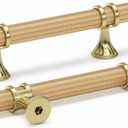 Haliwu 40 Pack Gold Cabinet Pulls, 3 inch Knurled Cabinet Pulls, Champagne Gold Handles Brushed Brass Handles for Dresser, Kitchen Hardware Drawer Knobs (3-inch (76mm) hole spacing)
