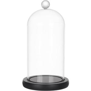 PH PandaHall Cloche Glass Dome Clear Glass Display Dome Cloche Bell Jar Black Dome Cover with Top Handle Decorative Display Case for Plants Flower Cake Clay Succulents Christmas Display, 8.4x4.5 inch