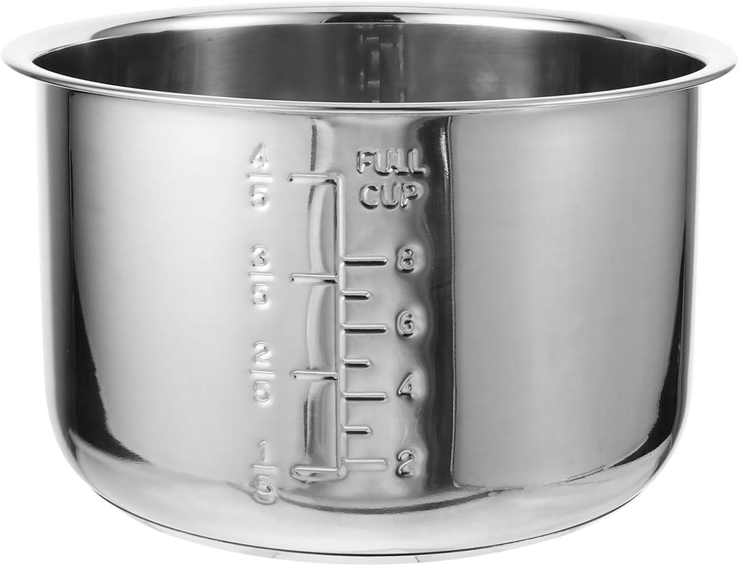 Baluue Stainless Steel Rice Cooker Inner Pot, 4L, Widely Compatible, Easy Clean, Suitable for Home Use, Silver, Household Rice Cooker Inner Pot, 8.66x8.66x5.19 Inches