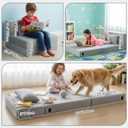 Tiita Kids Floor Mattress for Toddler, Child Fold Up Sofa Couch Convertible Futon Folding Chair with Storage Bag for Kids, Plush Grey, 63"D x 26"W x 5"H - Kids