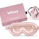 Blissy Silk Sleep Mask Profile - 100% Pure Mulberry Silk 22 Momme 6A Fibers Silk Eye Sleeping Mask for Women & Men for Total Blackout - Blindfold Silk Sleep Mask Side Sleeper Eye Cover (Pink)