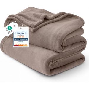 Bedsure GentleSoft Fleece Throw XL Blanket Mocha Brown - 300GSM Soft Lightweight Plush Cozy Blankets for Bed, Sofa, Couch, Travel, Camping, 50x70 inches