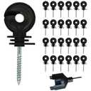 25 Pcs Upgrade Black Electric Fence Insulator Fence Ring Post Self-Tapping Insulator Labor-Saving Wood Post Insulator and 1 Pc Insulator Socket Tool Fit for Electric Drill (Black)