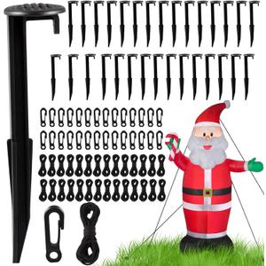30 Sets Stakes for Inflatables, Inflatable Stakes, Inflatable Stakes Heavy Duty, Inflatable Decoration Stakes with Hooks and Ropes for Fixing Halloween & Christmas Inflatable Decorations