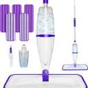 Spray Mops for Hardwood Floor Cleaning: EXEGO Wet Mops with 5 Microfiber Refillable Pads for Swiffer Powermop - Floor Mop with Sprayer Dust Dry Mopping Tools for Tile Wood Laminate Vinyl Marble (Purple)