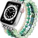 MOFREE Beaded Bracelet Compatible with Apple Watch Band 38mm/40mm/41mm/42mm, Fashion Elastic Stretch Women Bands for iWatch Series 11/10/9/8/7/SE/6/5/4/3/2/1 iPhone Watch Strap Bands Green