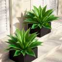 Artificial Agave Faux Agave Fake Greenery Outdoor Artificial Plants Fake Plants for Indoor Home Decor Plastic Plants Outdoor Decor Front Porch Decor Simulation Plants 22"(2Pcs Green) No Vase