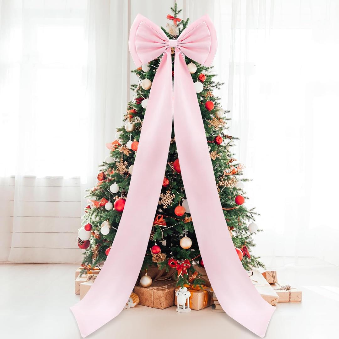 Giant Bow Decoration, Big Bows for Backdrop 75x18 Inch, Bow Themed Room Decor, Large Satin Decorative Bows for Wedding Engagement Bachelorette Baby Shower Bridal Christmas(Pink, Satin)