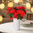 100Pcs Real Touch Red Artificial Roses with Stems - 3" x 8.5" Foam Fake Flowers Bulk for DIY Wedding Bouquets, Centerpieces, Valentine's Day Gifts & Home Decor