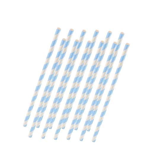 Perfect Stix wrapped 10.25 blue and white paper milkshake straws pack of 150 count