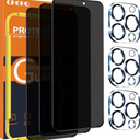 QHOHQ for iPhone 16 Pro Max Privacy Screen Protector + Camera Lens Protector, [Military Grade Shatterproof], Top 9H+ Anti Spy Glass, Full Edge Coverage, Ultra Durable,with Installation Tool [3+3 Pack]