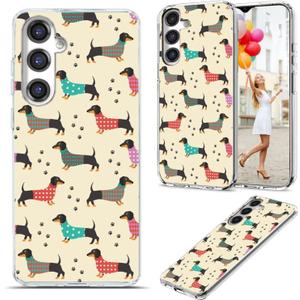 for Samsung Galaxy S25 Case for Girl Women Men, Full Protective Shockproof Slim Soft TPU Clear Phone Cover Cases with Design for Galaxy S25 6.1,Cute Cartoon Animal Pet Dog Dachshund Paw