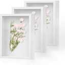 Shadow Box Frame 8x10 - 3 Pack Wood Deep Shadowbox with Glass Shadow Boxes Display Cases Suitable for Photos, Dried Flowers, Handicrafts Picture Frames for Wall (White)