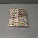 2 x YAOSHENG [100 Pack] Pink & Gold Paper Straws Disposable, 100% Biodegradable Multi-Pattern Party Straws For Birthday, Wedding and Holiday Decoration (pink gold)