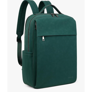 MASINTOR 15.6 inch PU Leather Laptop Backpack Purse for Women, Large College Casual Backpack Travel Bag Retro Green