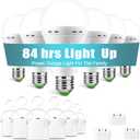 6 Pack Rechargeable Emergency Light Bulbs, Battery Powered LED Light Bulb 6000K Daylight E26 12W 60W Equivalent with 1500mAh for Home Power Outage Camping Hiking(6 Bulbs, 6 Hooks,3 Plug Caps)