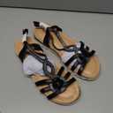 Saidoteto Women's Wide Flat Sandals, Casual Open Toe Strappy Slip-on Summer Dressy Platform Sandals with Sparkling Rhinestones. Size 7 Black WSD240809-02